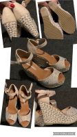 Sandalen mit Absatz, beige mit Glitzer, Mon Dieu, 37 Nürnberg (Mittelfr) - Aussenstadt-Sued Vorschau