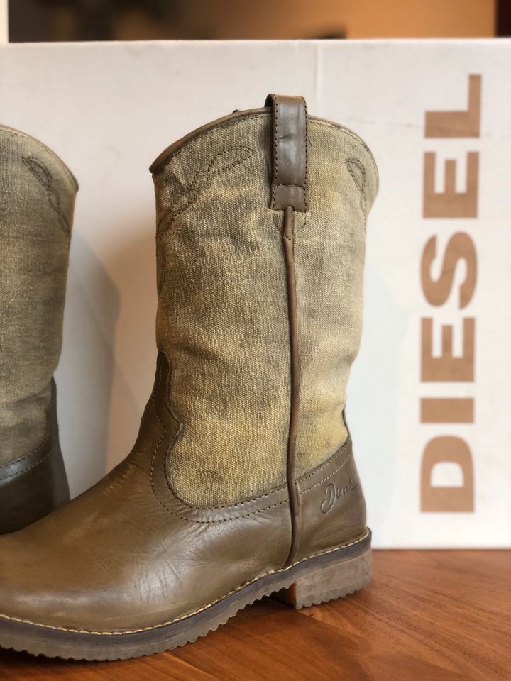 Diesel* Totem Boots, Western Look, 37/38, olive grün in Wetter (Ruhr)