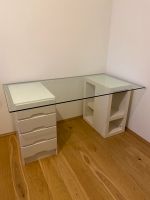 Schreibtisch weiß Ikea mit Glasplatte und Schubladen Düsseldorf - Bilk Vorschau