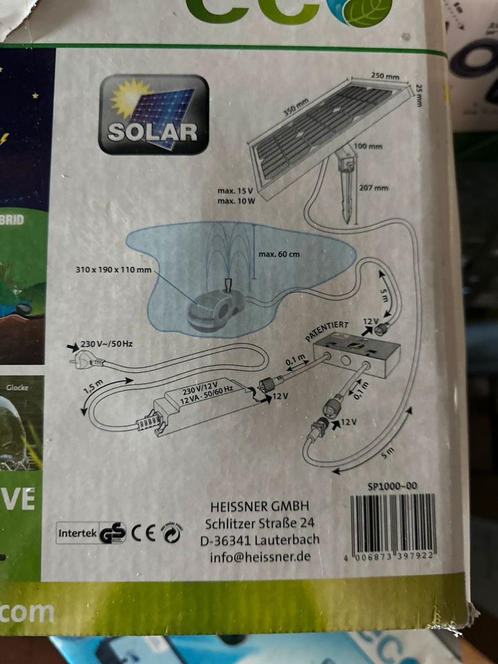 Heissner SP1000 Hybrid Wasserspiel Pumpe Solar in Künzell