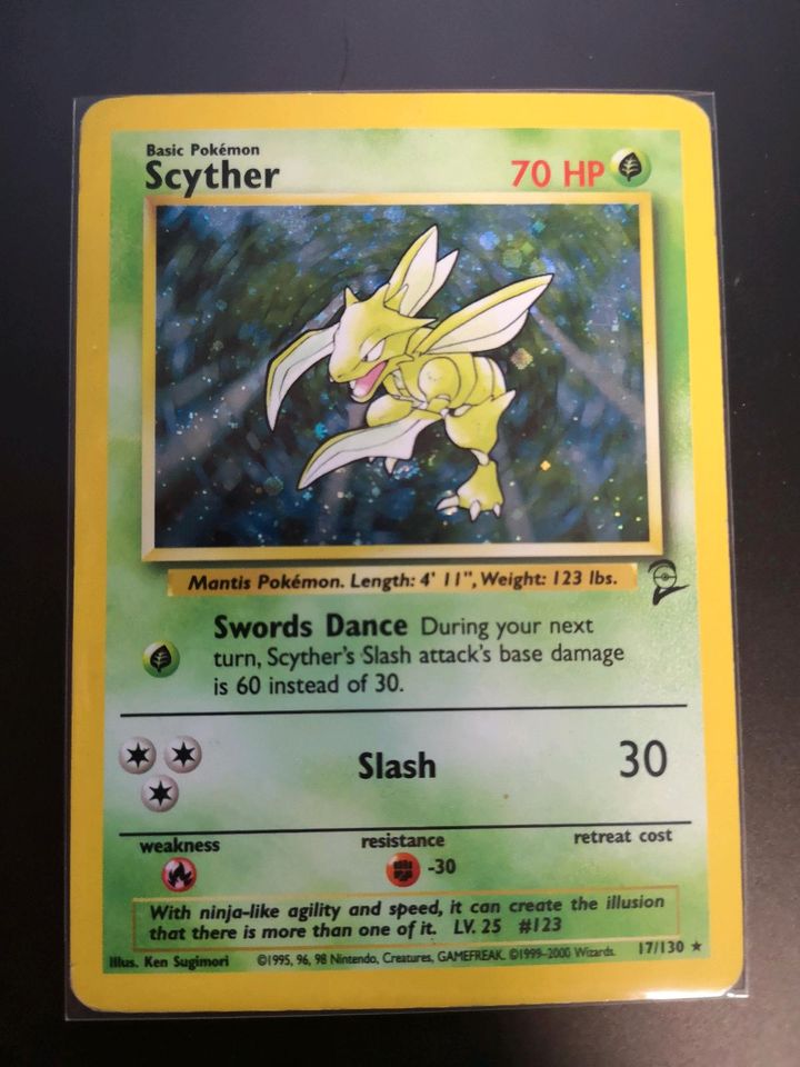 Pokemon Karte Sichlor Scyther 17/130 Base Set 2 Holo englisch in Heusweiler