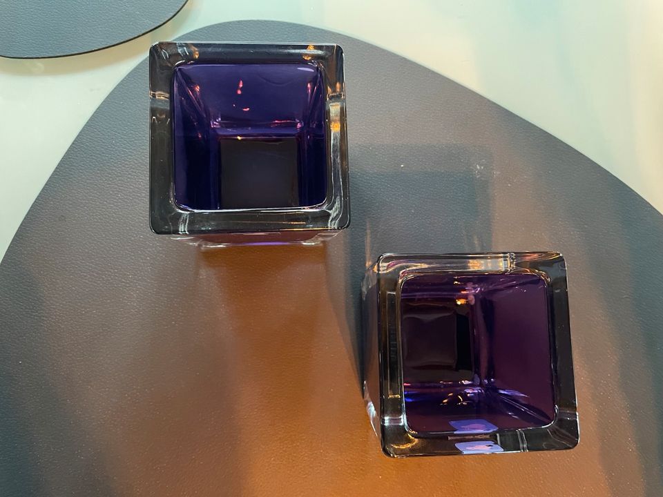 2 Stück Leonardo Vase / Teelichtglas 8x8cm violett in Hamburg