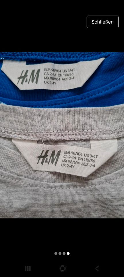 Shirts von H&M Gr.98/104 in Lahr (Schwarzwald)