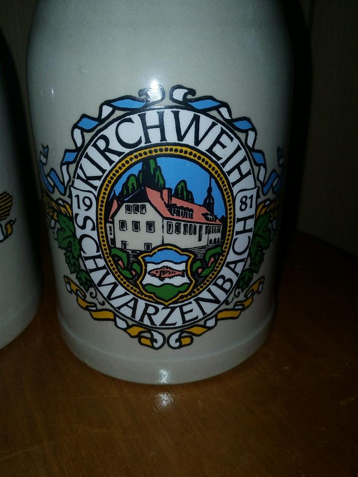 Bierkrug Steingut 0,5 l Kirchweih Schwarzenbach 1981 in Rehau