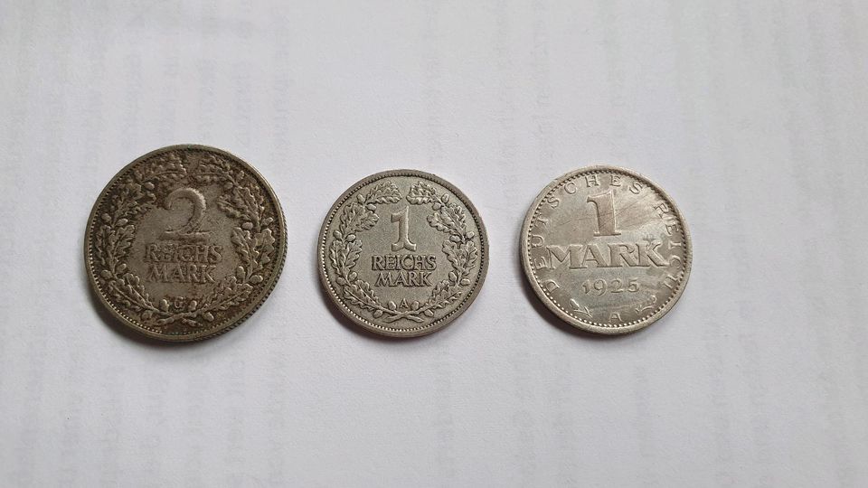 2 Mark 1 Mark Silbermünzen Weimarer Republik in Oldenburg