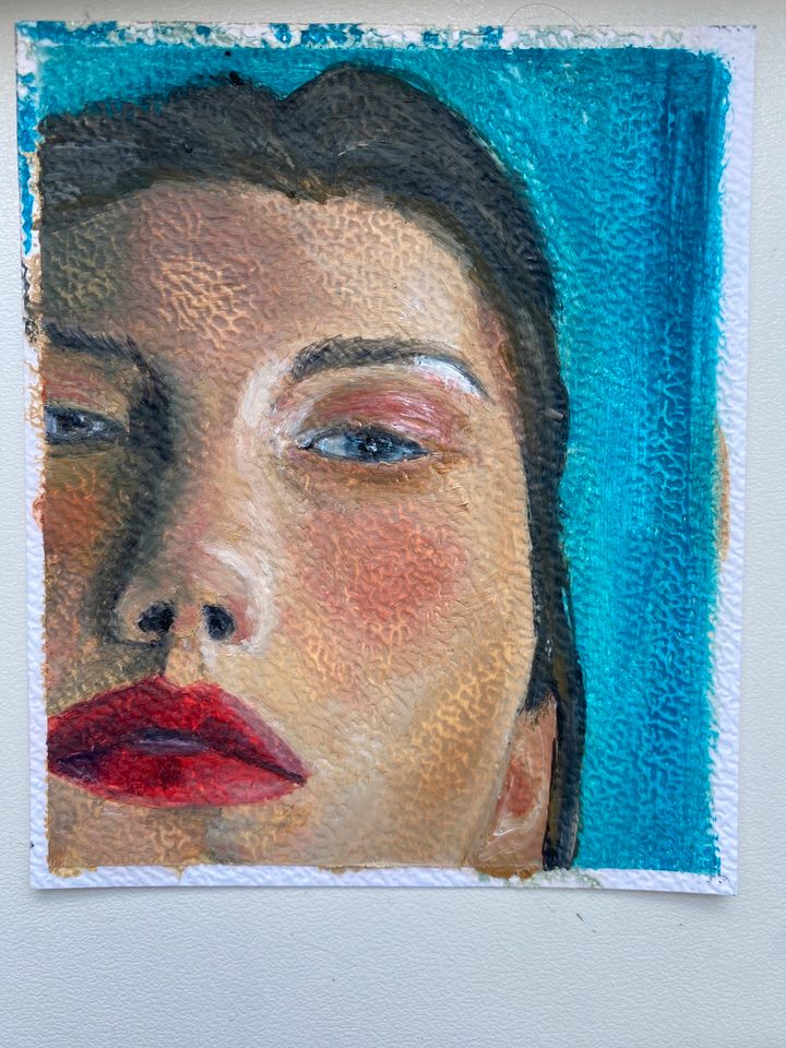 Ölbild Frauen Portrait Ölgemälde 9,8x11,8 cm Original in Berlin