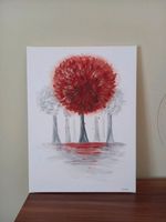 Wandbild "Roter Baum" Kunst auf Leinwand Acryl 30x40cm Niedersachsen - Neu Wulmstorf Vorschau