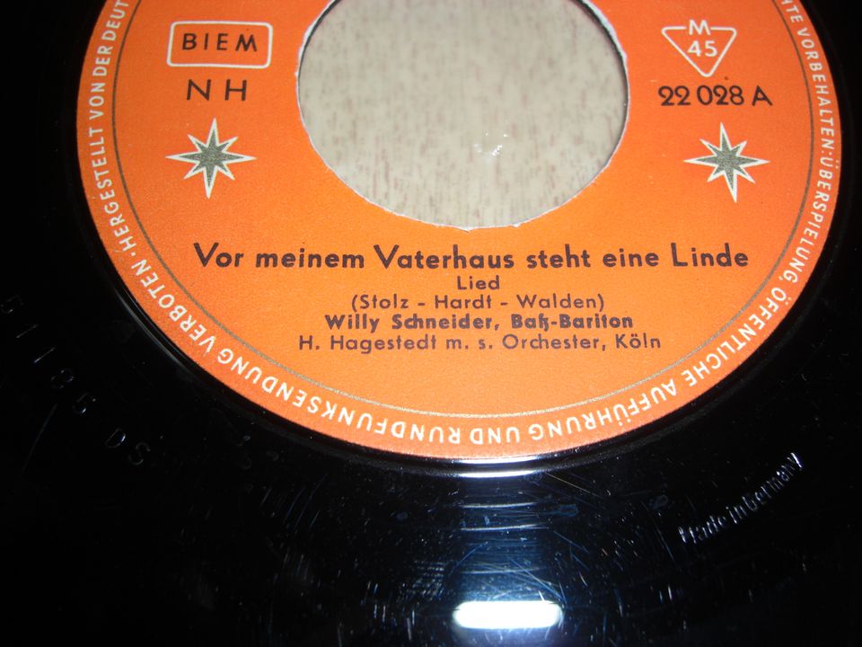 2 alte Single Schallplatten Willy Schneider 1953 / 1957 in Aachen