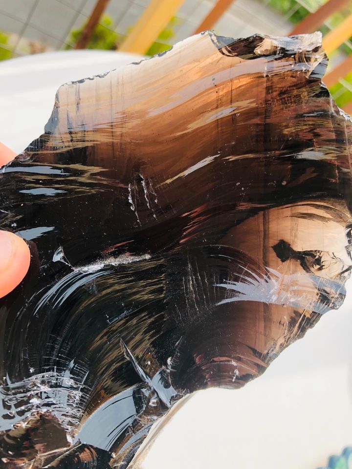 Obsidian Mineral 3 große Teile Top Stücke Regenbogen Gold schwarz in Hafenlohr