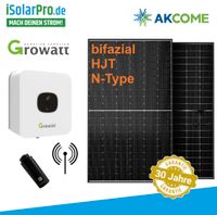 800W Balkonkraftwerk -Set / 2x AKCOME Doppelglas HJT Solarmodule + 800W Growatt Wechselrichter + WiFi-Stick Bayern - Schweinfurt Vorschau