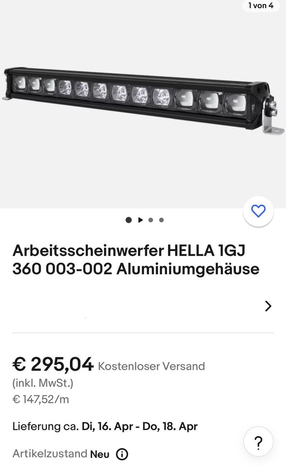 Arbeitsscheinwerfer HELLA 1GJ 360 003-002 LED Bar in Coburg