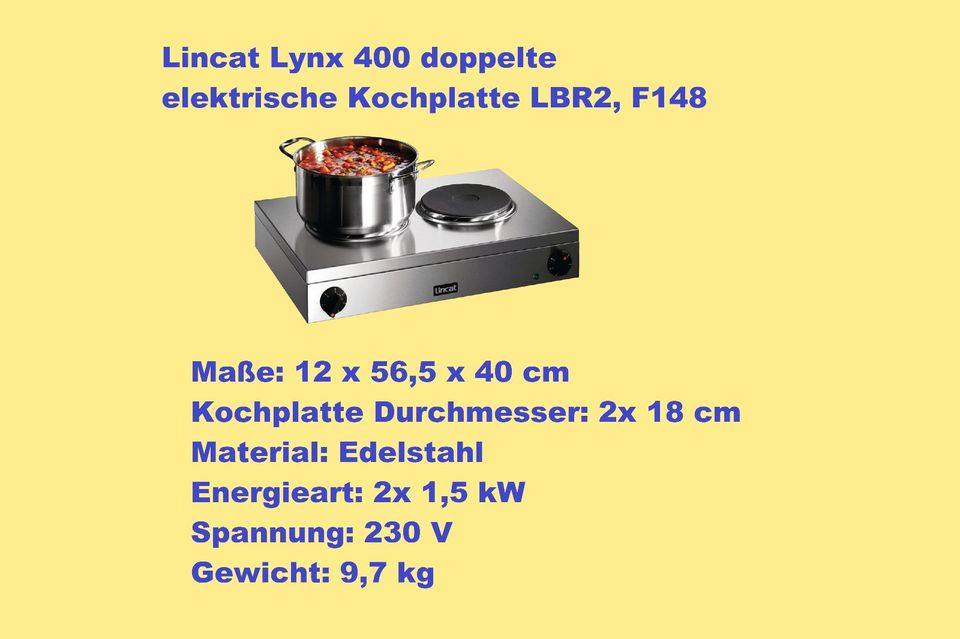 Schnäppchen Gastro 230 V Lincat Lynx 400 Doppel-Kochplatte LBR2 in Gera