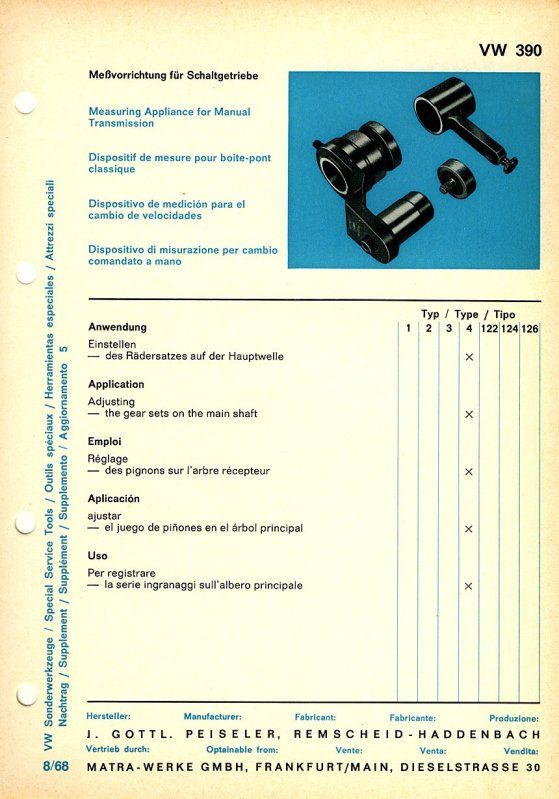 Sonderwerkzeug VW 390 - Meßvorrichtung Schaltvorrichtung Typ 4 in Nürnberg (Mittelfr)