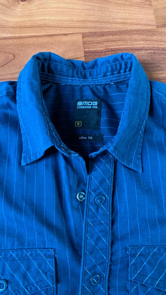 Herren Hemd von Smog, Größe S, Slim Fit, Freizeit, langarm, blau in Dortmund