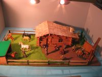 Elastolin Diorama Sonnen Ranch mit 7 cm Figuren u. Blockhaus Rheinland-Pfalz - Nickenich Vorschau