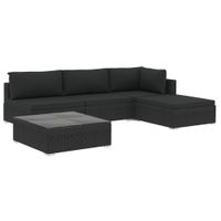 5-tlg. Garten-Lounge-Set mit Auflagen Poly Rattan Schwarz Bayern - Bad Kissingen Vorschau