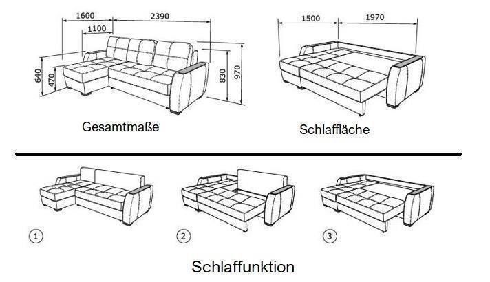 ECKCOUCH MIT SCHLAFFUNKTION UND STAURAUM DESIGN ECKSOFA NEU in Planegg