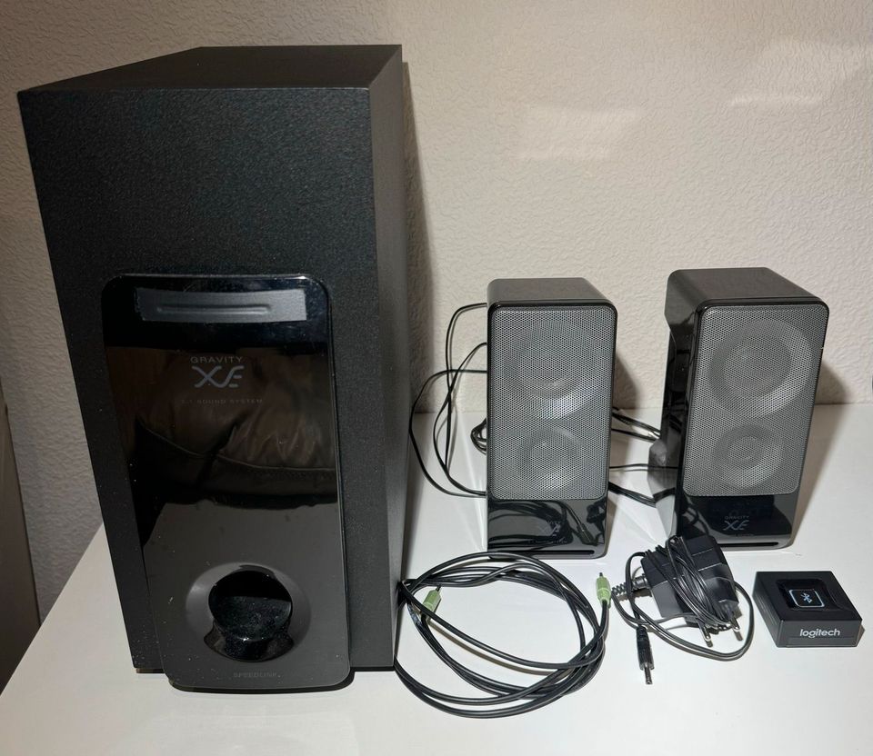 Speedlink Gravity XE 2.1 Soundsystem mit Logitech BT-Adapter in Saarburg