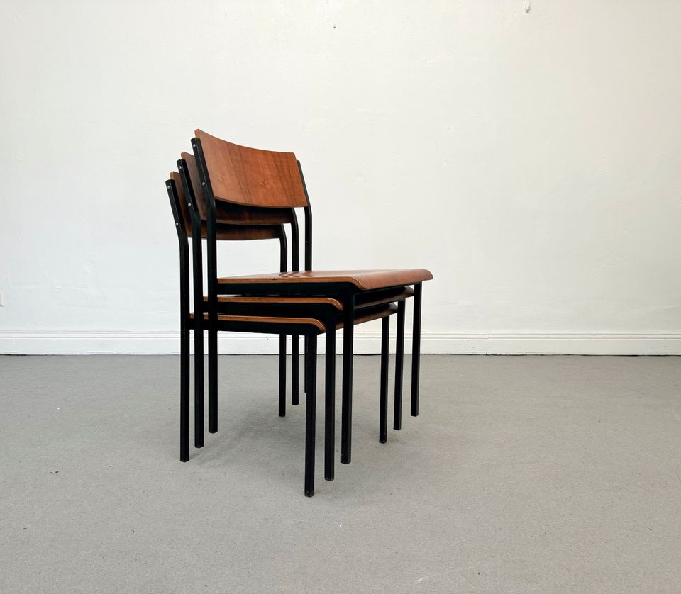 1/15 Klassischen Teak Stühle Chairs Metallgestell Industrial Set in Berlin