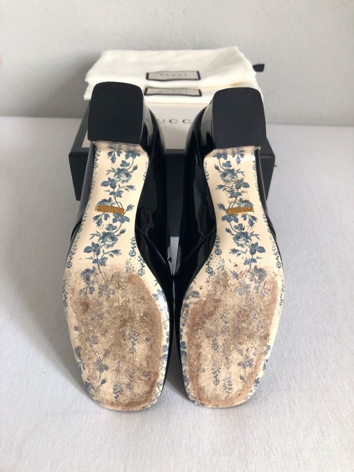 Gucci Marmont Victoire Lackleder Pumps Schuhe Mid High Heel 37.5 in München