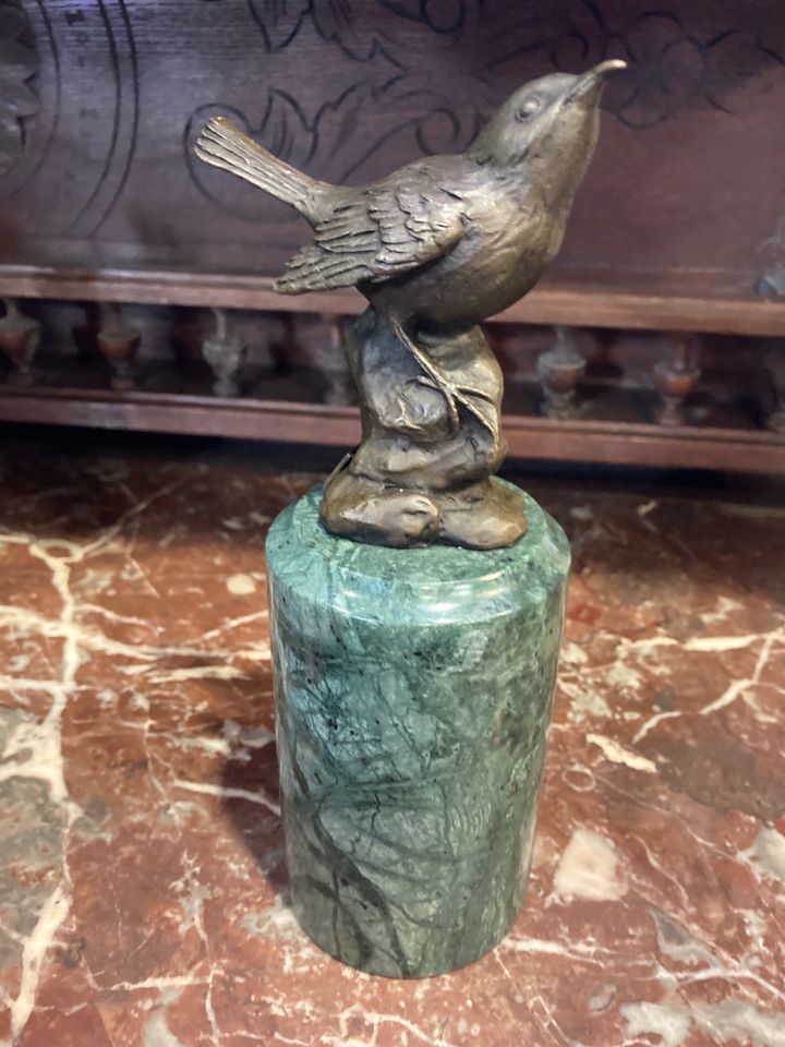 Vintage Bronze Statue Vogel auf Fels ca. 8x22x8cm in Düsseldorf