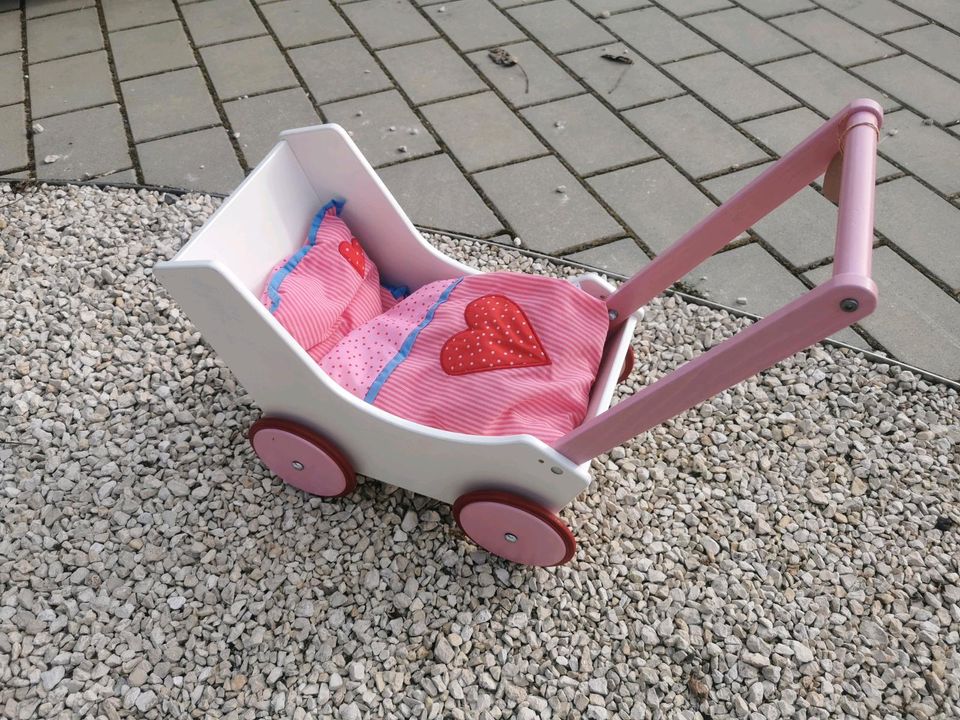 Haba Puppenwagen / Lauflernwagen Herz rosa Weiß in Bad Wurzach