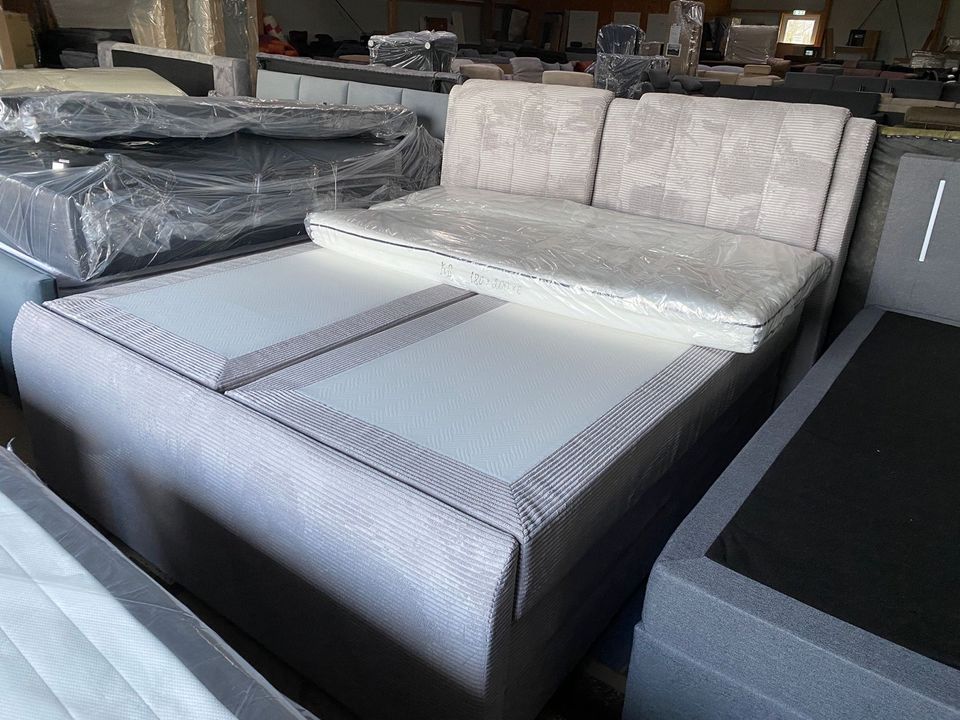 Bett Boxspringbett 180x200 cm Bettkasten Cord grau in Neuenkirchen