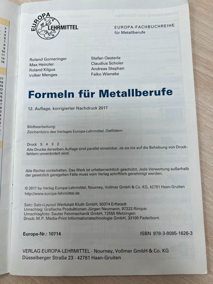 Formeln für Metallberufe in Düsseldorf
