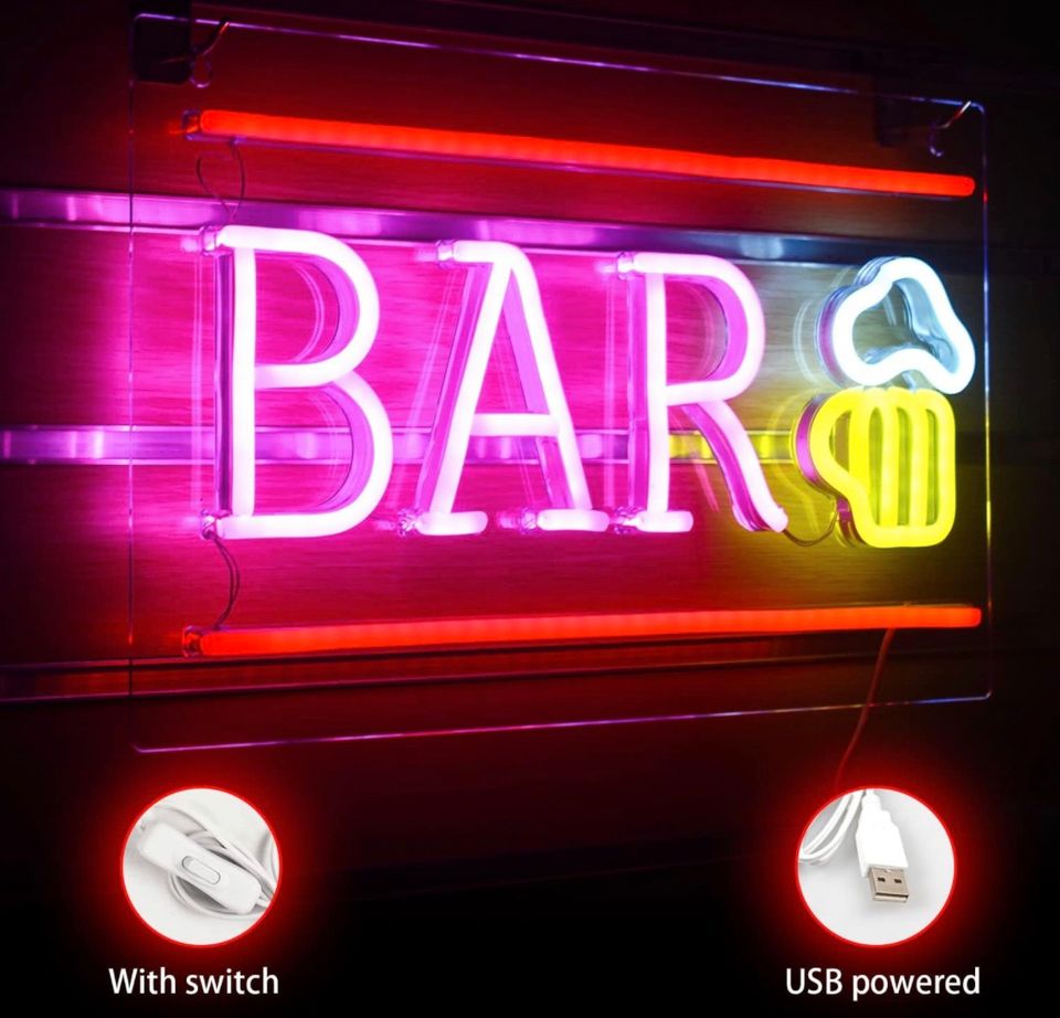 LED Neon Schild Bar Leuchtreklame Bier Lampe Licht Wandleuchte in Bebra