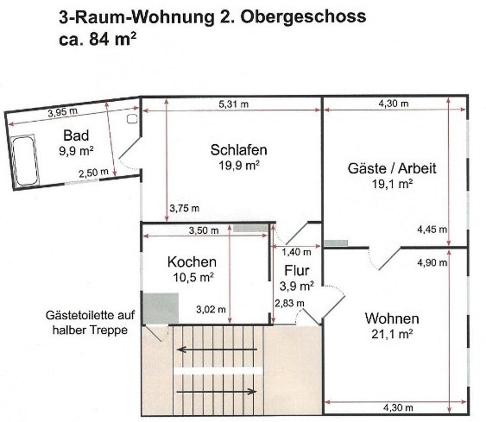 Großzügige 3-Raum-Wohnung in Köthen (Anhalt)