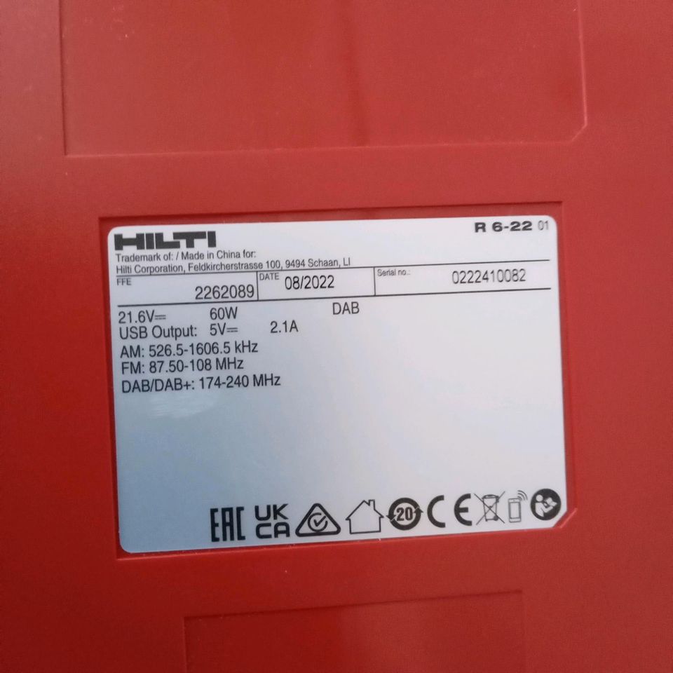 HILTI NURON R 6-22 DAB Akku-Baustellenradio NEU!!!!!! in Voerde (Niederrhein)