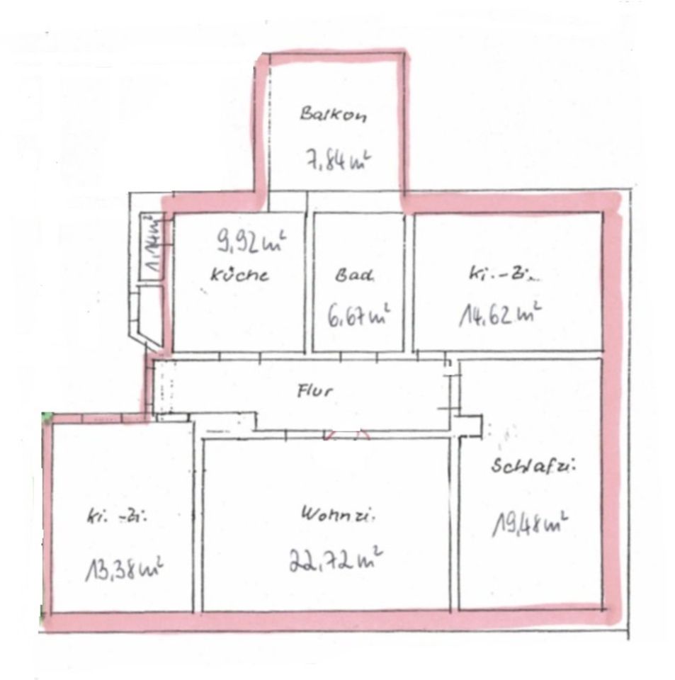 4-Raum-Wohnung mit großem Südbalkon in Oschatz