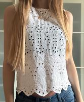 Sommer weiße Zara Bluse Kurzarm Spitze 36/S Hessen - Kassel Vorschau