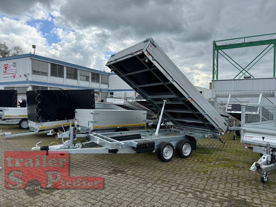 Tageszulassung Saris K3 406 204 3500 2 B E - 3500 kg Blattferdern - 3 Seitenkipper - mit Elektropumpe + Not + Staukiste + Stützen in Achim