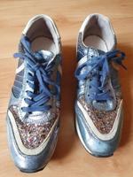 ausgefallene Sneaker blau mit Glitzer und Leo Gr. 39 Niedersachsen - Weyhe Vorschau