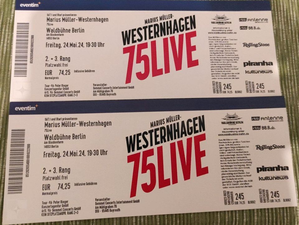 Westernhagen Tickets Berlin Waldbühne 24.05.24 in Berlin