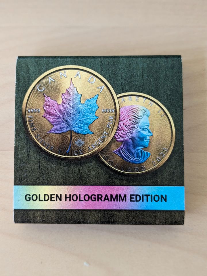1 Unze Silber Maple Leaf 2022 Golden Hologramm Edition in Leipzig