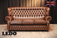 Neuwertiges Chesterfield 3er Sofa, Couch, Rindleder, antik-braun Nordrhein-Westfalen - Heinsberg Vorschau