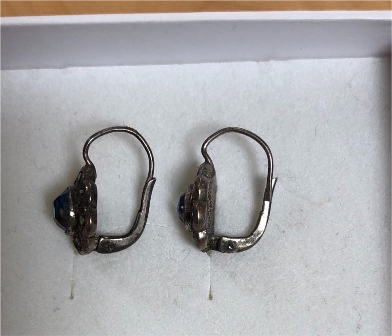 Ohrringe Silber antik markasiten synth.Feueropal Vintage in Sprendlingen