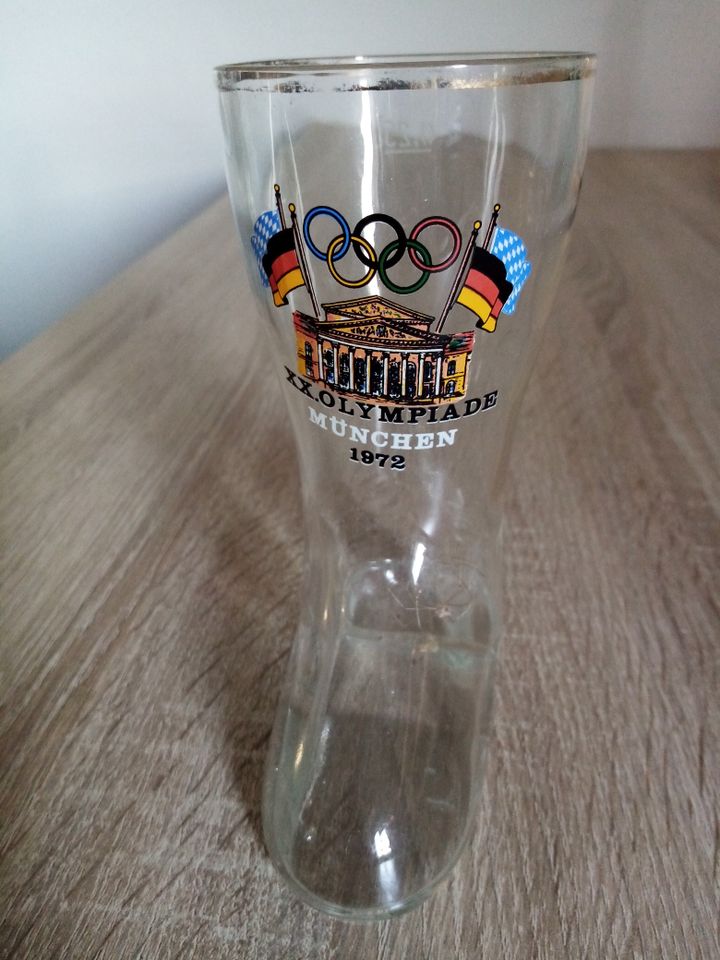 Bierglas Glasstiefel Olympische Spiele München 1972 in Freden