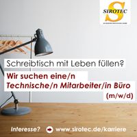 Technische/r Mitarbeiter/in Büro (m/w/d) gesucht - SIROTEC Niedersachsen - Meppen Vorschau