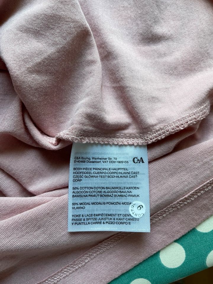 C&A Shirt Top Rosa Spitze Baumwolle/Modal L 44/46 Neu in Düsseldorf