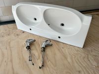 Doppelwaschbecken 130 cm großes Waschbecken weiß inkl Armaturen Nordrhein-Westfalen - Nettetal Vorschau