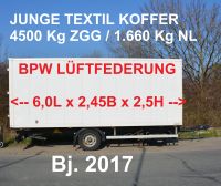 1-ACHS TEXTIL 6m KOFFER ANHÄNGER 37cub/m Bj.2017 Niedersachsen - Hessisch Oldendorf Vorschau