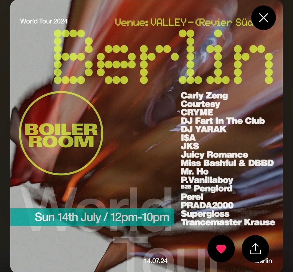 Boiler Room: Berlin So. 14. Juli, 12:00 3 x ticket in Berlin