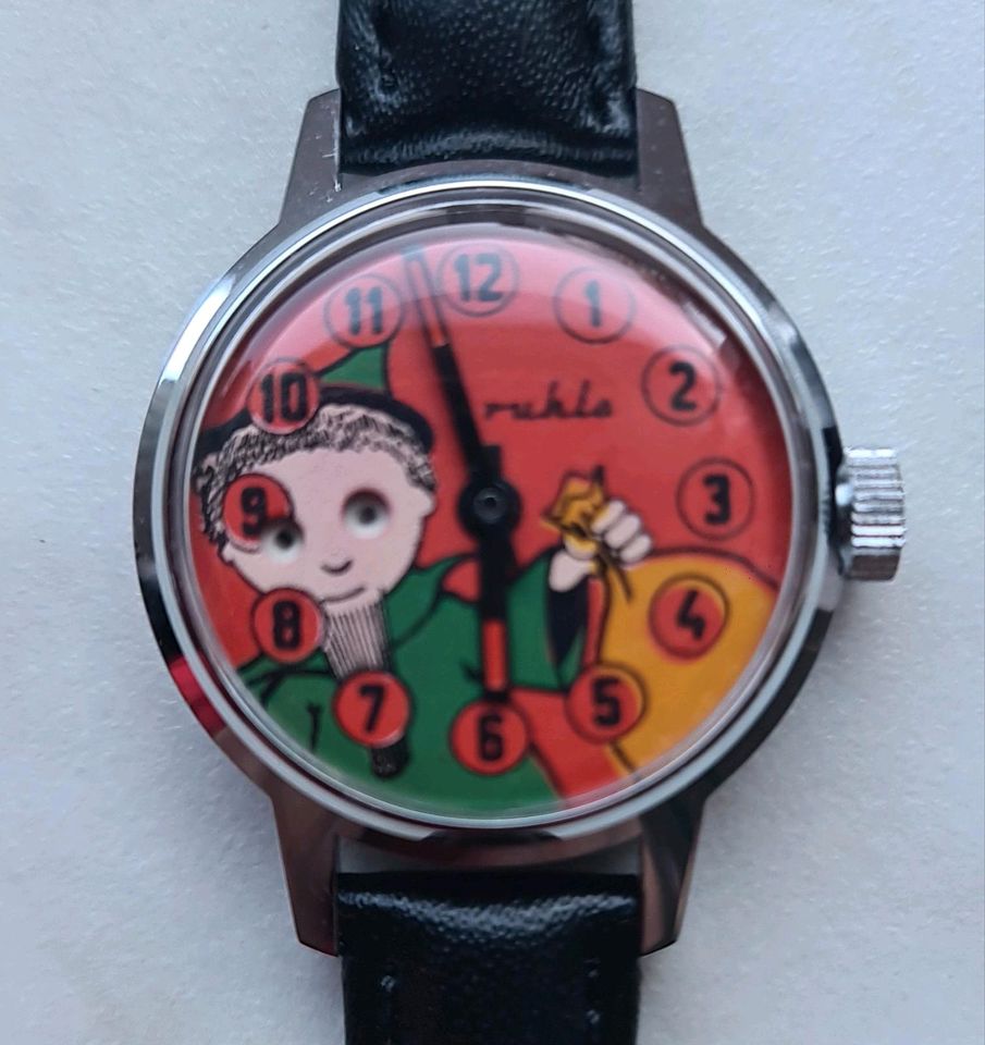 Original Ruhla Kinder Wackelaugen Uhr Sandmann DDR neuwertig in Mühlhausen