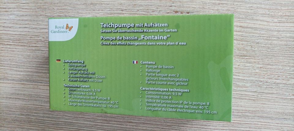 Teichpumpe mit Saugnäpfen und 4 Aufsätzen.5-36cm Gratis NICHT !!! in Bremervörde