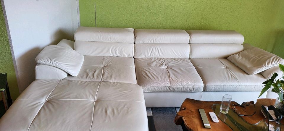 Ecksofa Naturleder mit Recamiere links 264 cm in Witzenhausen