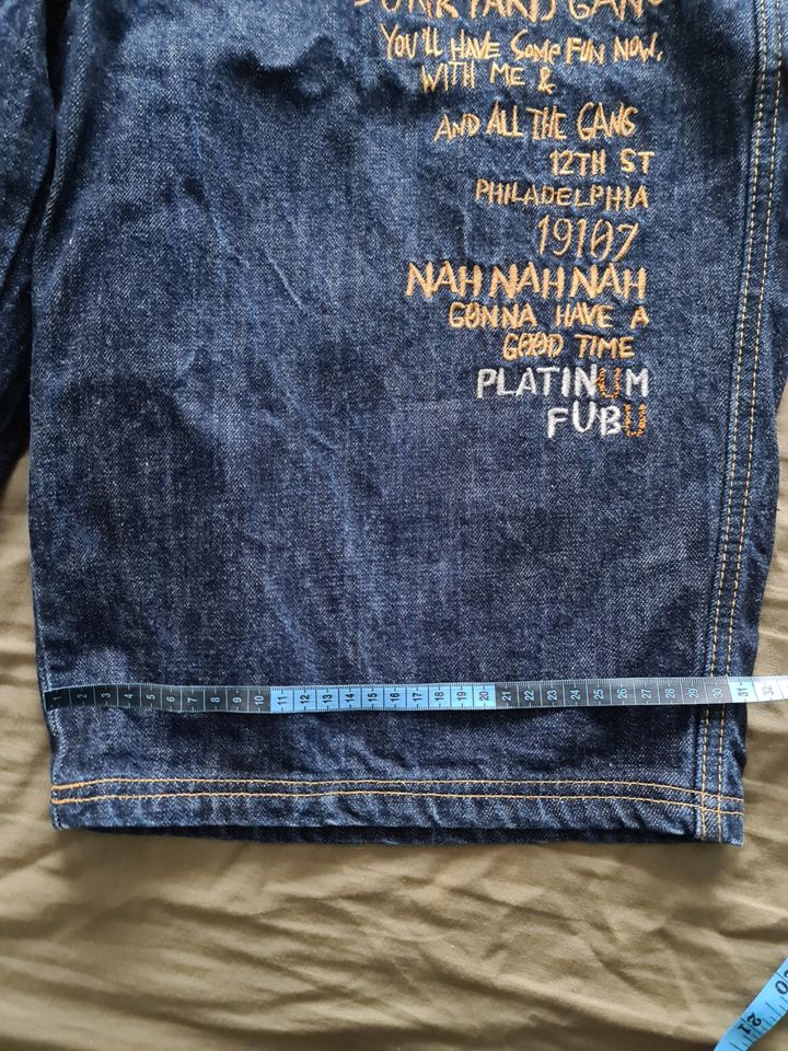 Vintage Platinum Fubu Fat Albert Blue Denim Shorts Size 36 Y2K in Weißwasser