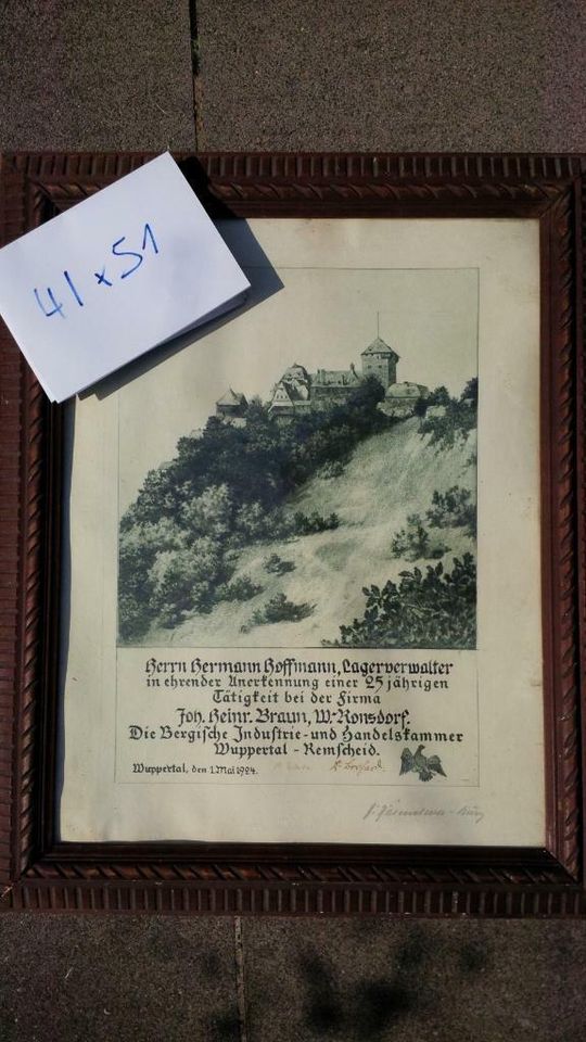 Antik Trödel alte Urkunde Auszeichnung Hermann Hoffmann 1924 in Marburg